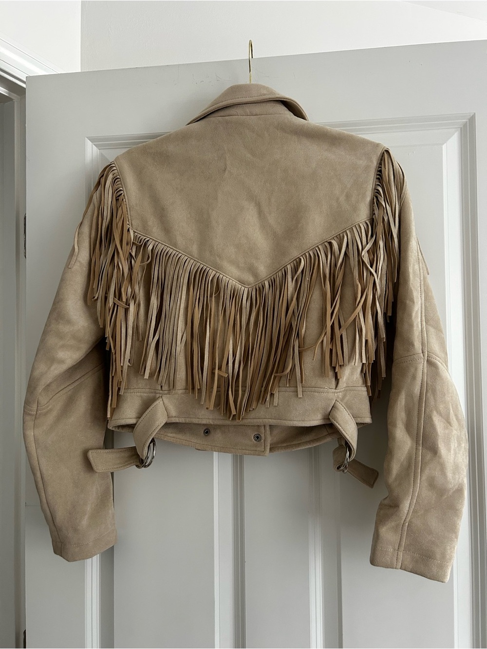 Forever 21 Beige Suede Fringe Cropped Jacket - Picture 7 of 7
